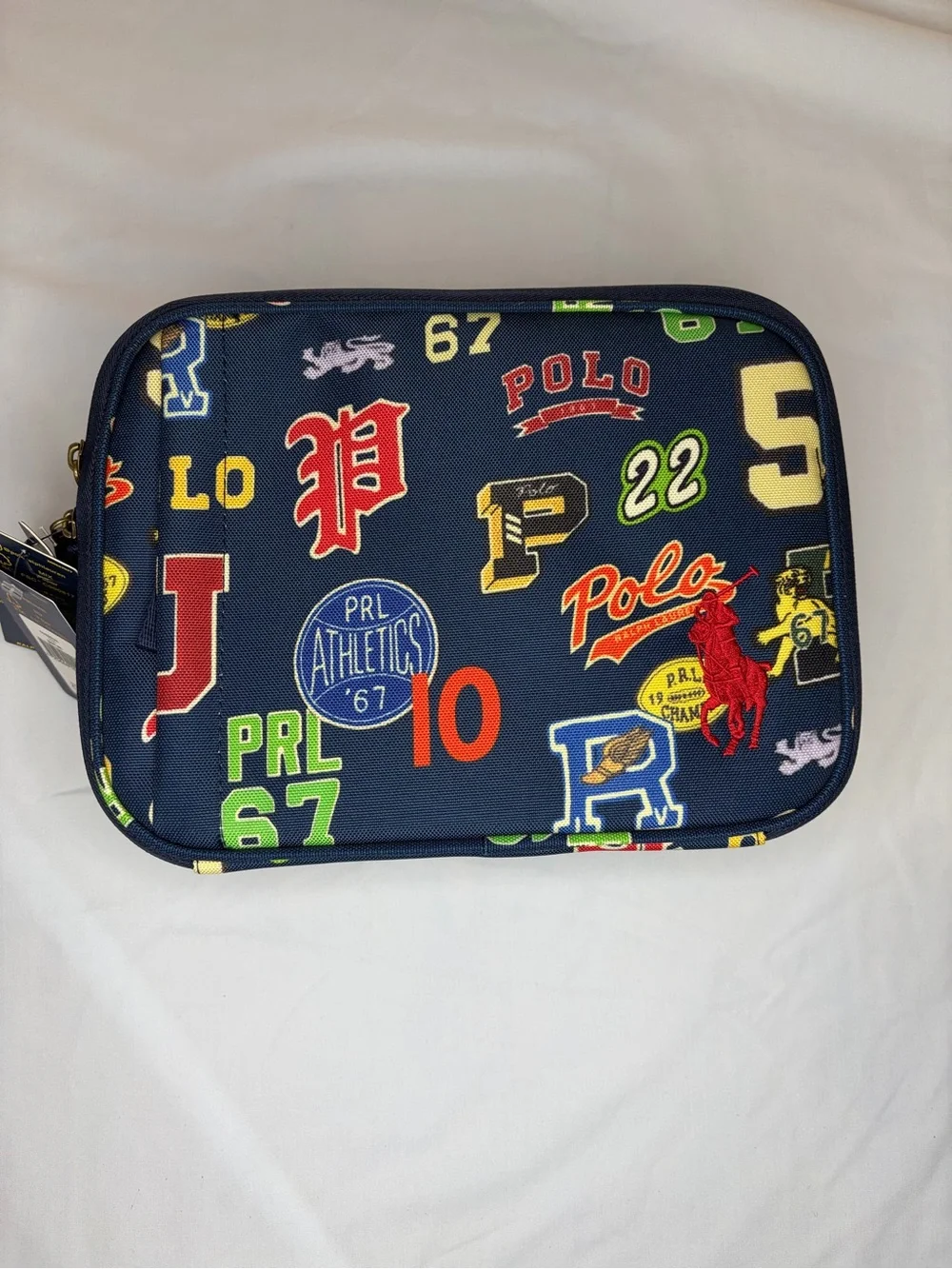 Polo by Ralph Lauren Navy Lunch Box Tote Multicolor Insulated Patch Graphics